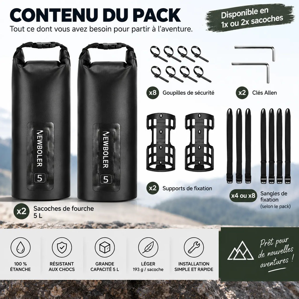 Sacoche de Fourche Vélo 5 L avec Fixation
