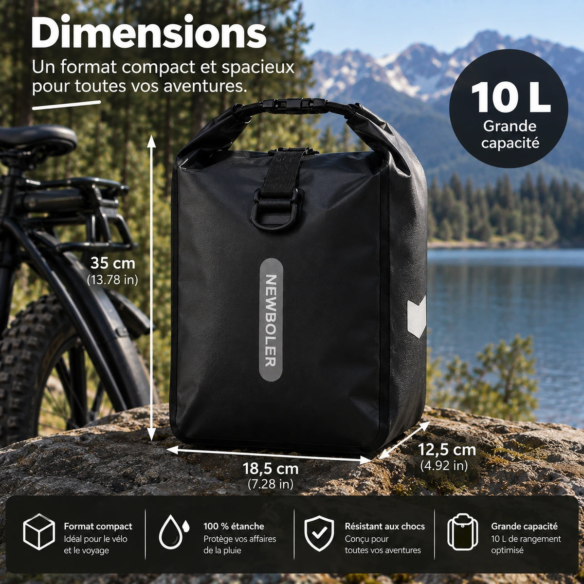 Sacoche de Vélo arrière Étanche 10 L