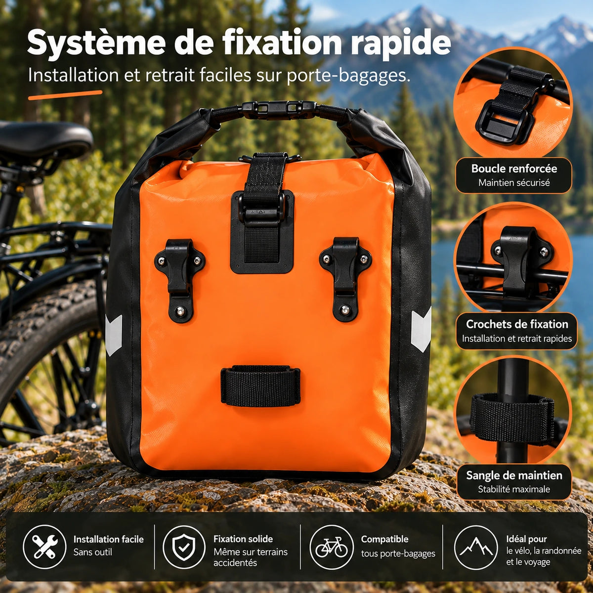 Sacoche de Vélo arrière Étanche 10 L